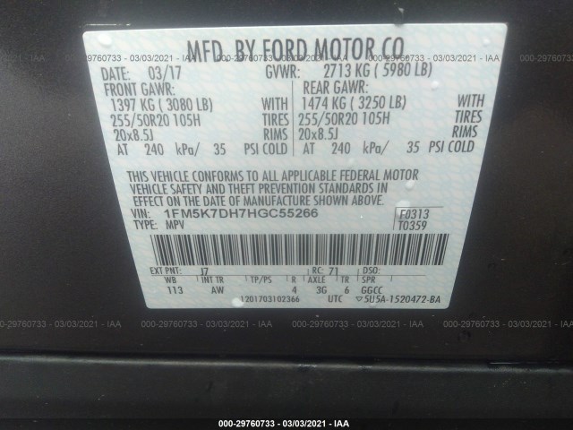 Photo 8 VIN: 1FM5K7DH7HGC55266 - FORD EXPLORER 