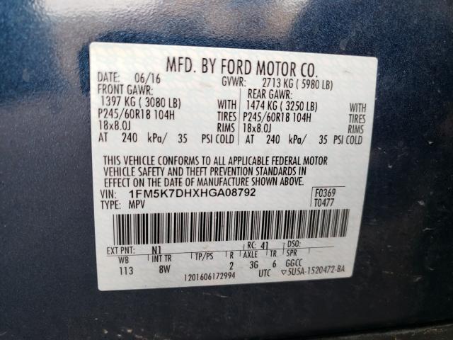 Photo 9 VIN: 1FM5K7DHXHGA08792 - FORD EXPLORER X 