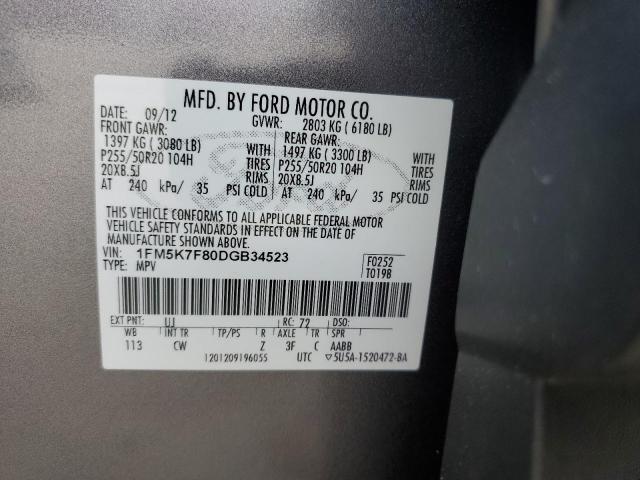 Photo 12 VIN: 1FM5K7F80DGB34523 - FORD EXPLORER 