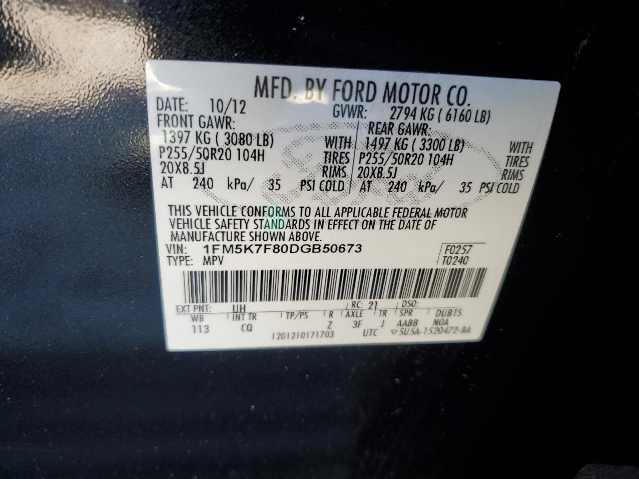 Photo 13 VIN: 1FM5K7F80DGB50673 - FORD EXPLORER 