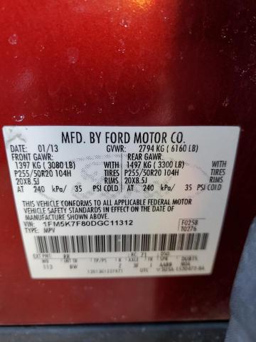 Photo 12 VIN: 1FM5K7F80DGC11312 - FORD EXPLORER 