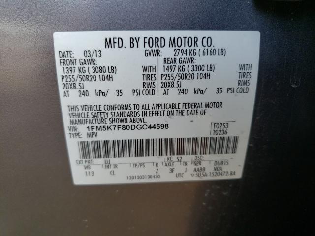 Photo 9 VIN: 1FM5K7F80DGC44598 - FORD EXPLORER L 