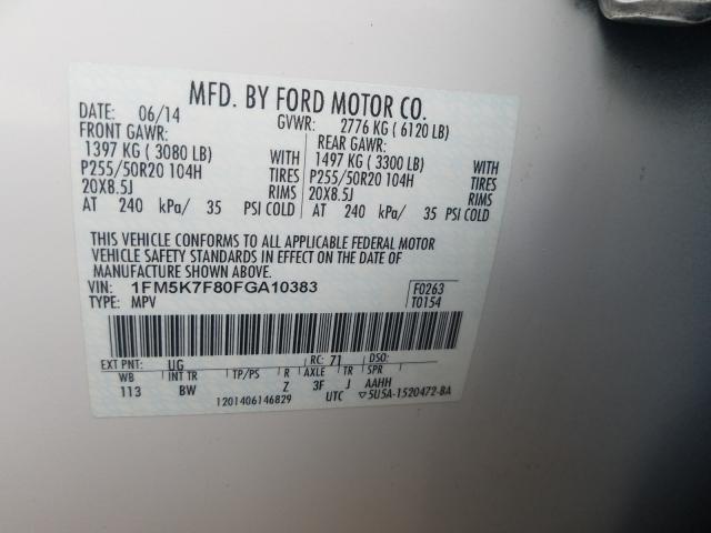 Photo 9 VIN: 1FM5K7F80FGA10383 - FORD EXPLORER L 