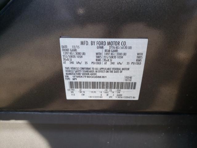 Photo 9 VIN: 1FM5K7F80GGB88361 - FORD EXPLORER L 