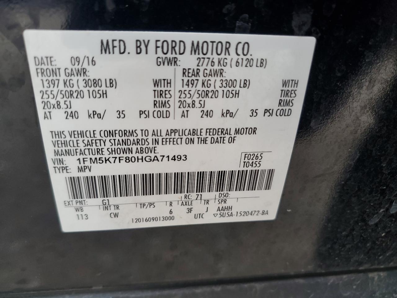 Photo 13 VIN: 1FM5K7F80HGA71493 - FORD EXPLORER 