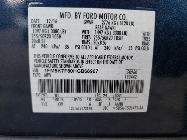 Photo 9 VIN: 1FM5K7F80HGB68967 - FORD EXPLORER L 