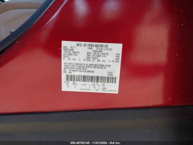 Photo 8 VIN: 1FM5K7F80HGC69720 - FORD EXPLORER 