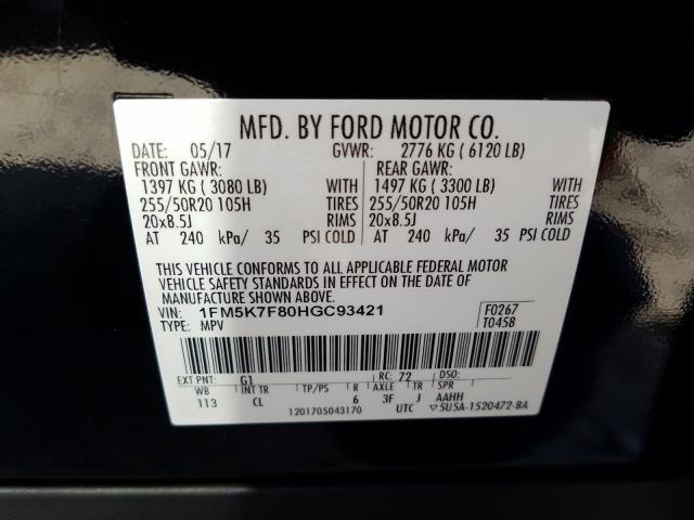 Photo 9 VIN: 1FM5K7F80HGC93421 - FORD EXPLORER 