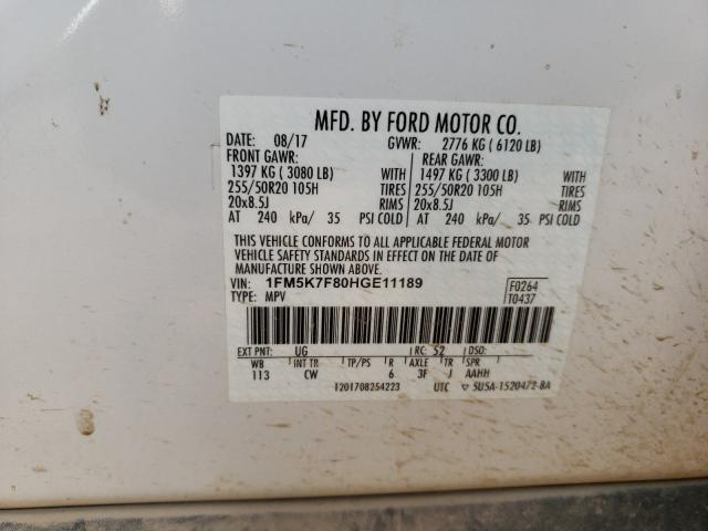 Photo 9 VIN: 1FM5K7F80HGE11189 - FORD EXPLORER L 