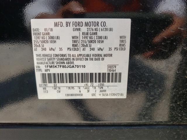 Photo 9 VIN: 1FM5K7F80JGA70110 - FORD EXPLORER 