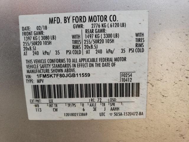 Photo 12 VIN: 1FM5K7F80JGB11559 - FORD EXPLORER L 