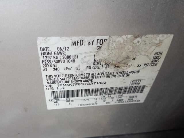 Photo 9 VIN: 1FM5K7F81DGA71822 - FORD EXPLORER L 