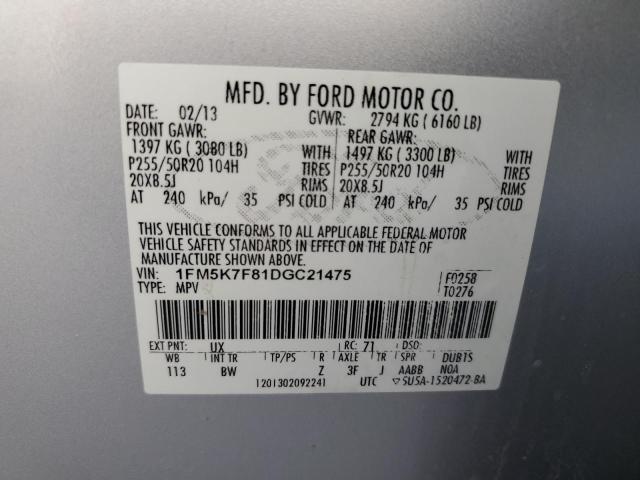 Photo 12 VIN: 1FM5K7F81DGC21475 - FORD EXPLORER L 