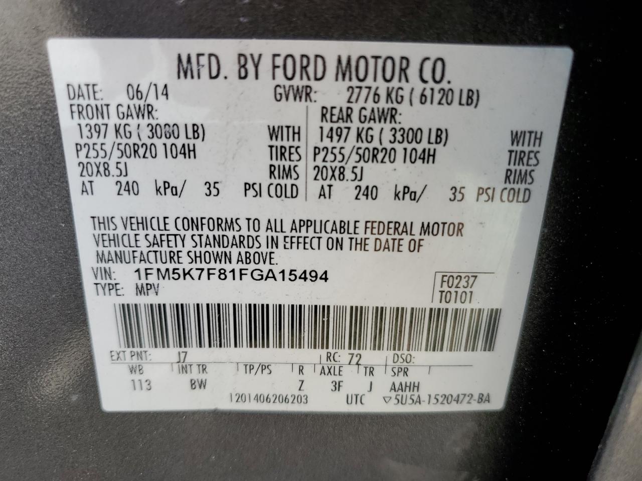 Photo 12 VIN: 1FM5K7F81FGA15494 - FORD EXPLORER 