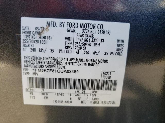 Photo 12 VIN: 1FM5K7F81GGA02889 - FORD EXPLORER L 