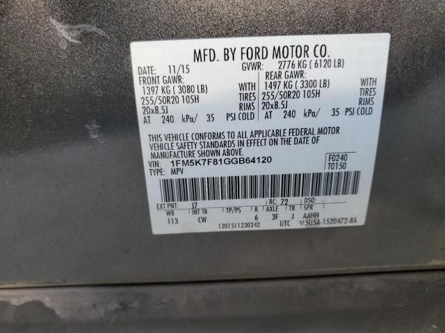 Photo 12 VIN: 1FM5K7F81GGB64120 - FORD EXPLORER L 