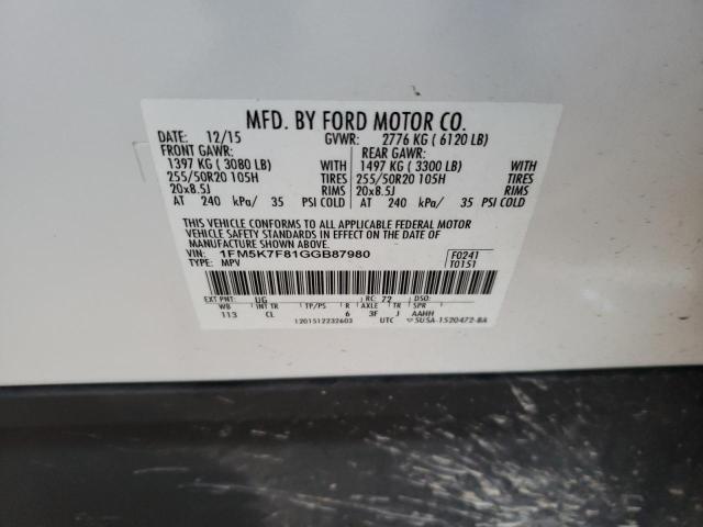 Photo 12 VIN: 1FM5K7F81GGB87980 - FORD EXPLORER L 