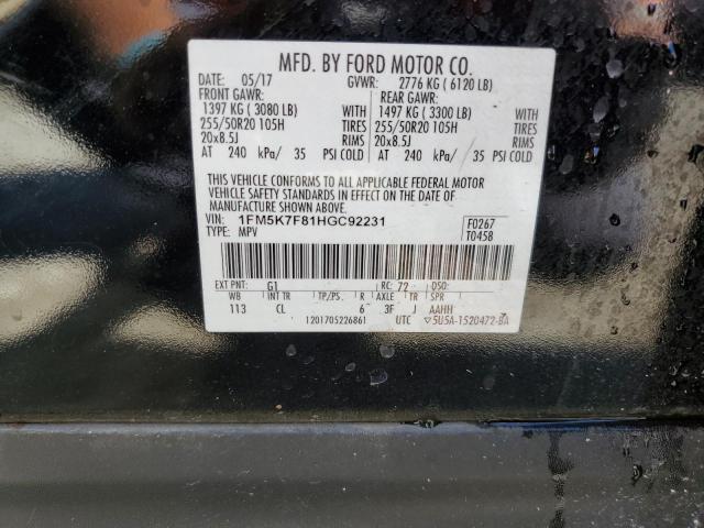 Photo 13 VIN: 1FM5K7F81HGC92231 - FORD EXPLORER L 