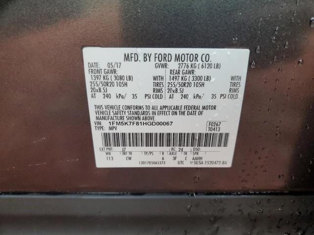 Photo 12 VIN: 1FM5K7F81HGD00067 - FORD EXPLORER L 