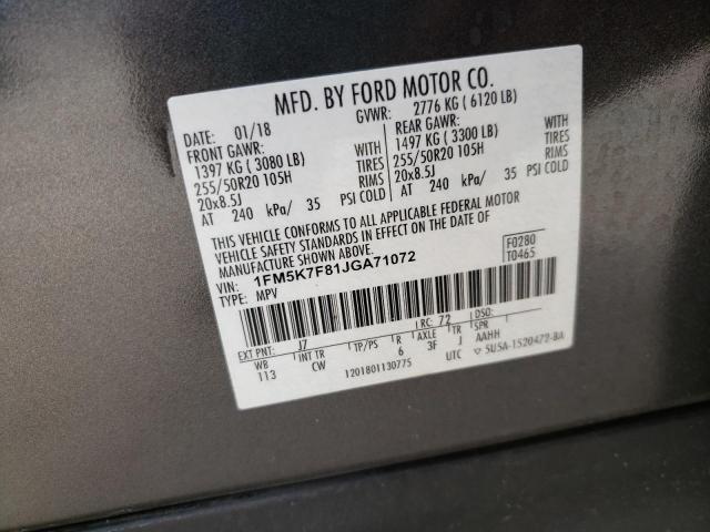 Photo 9 VIN: 1FM5K7F81JGA71072 - FORD EXPLORER L 