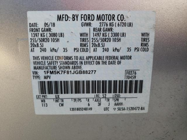 Photo 9 VIN: 1FM5K7F81JGB88277 - FORD EXPLORER L 