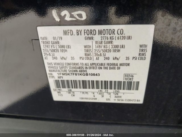 Photo 8 VIN: 1FM5K7F81KGB10843 - FORD EXPLORER 