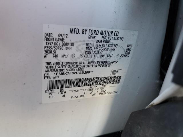 Photo 12 VIN: 1FM5K7F82DGB26911 - FORD EXPLORER L 