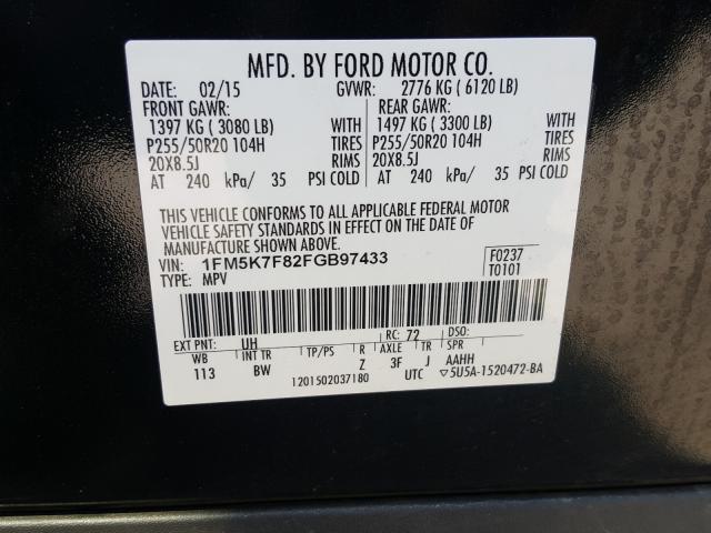 Photo 9 VIN: 1FM5K7F82FGB97433 - FORD EXPLORER L 