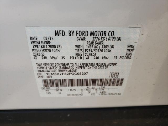 Photo 9 VIN: 1FM5K7F82FGC05207 - FORD EXPLORER L 