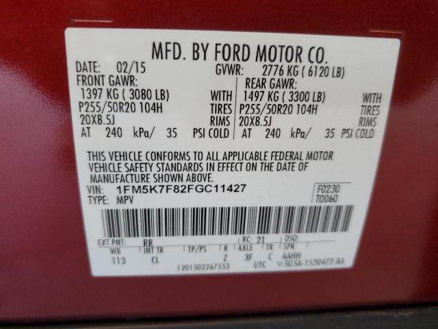 Photo 12 VIN: 1FM5K7F82FGC11427 - FORD EXPLORER 