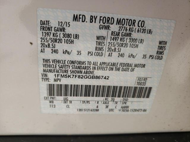 Photo 13 VIN: 1FM5K7F82GGB86742 - FORD EXPLORER L 