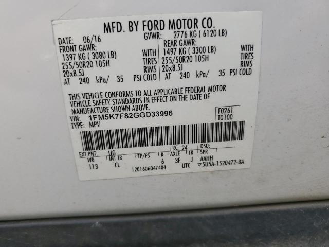 Photo 13 VIN: 1FM5K7F82GGD33996 - FORD EXPLORER L 