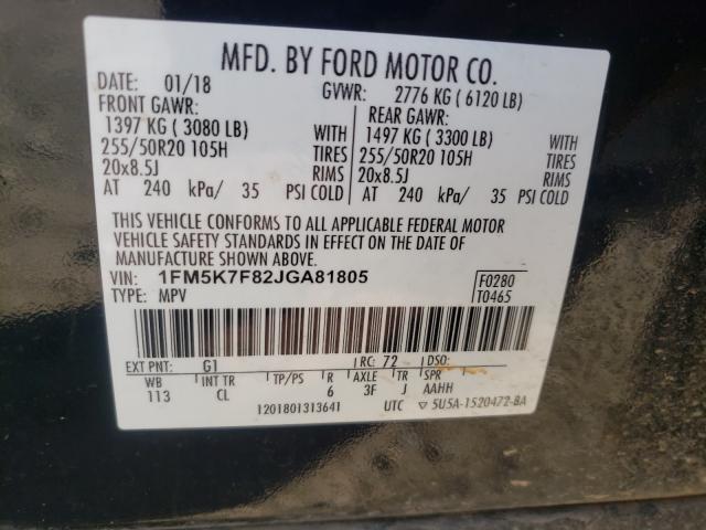 Photo 9 VIN: 1FM5K7F82JGA81805 - FORD EXPLORER L 