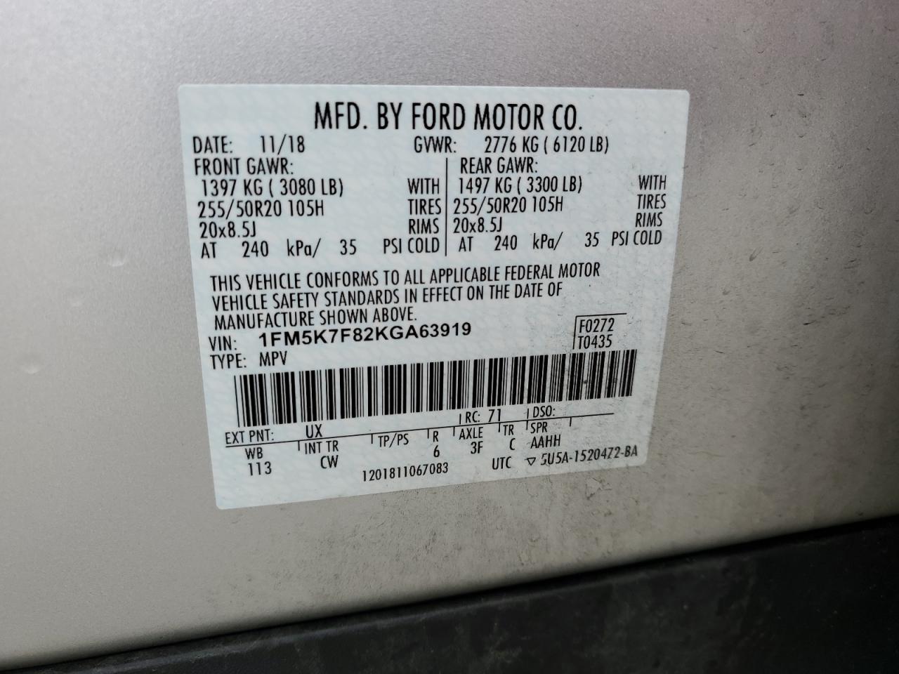 Photo 12 VIN: 1FM5K7F82KGA63919 - FORD F250 