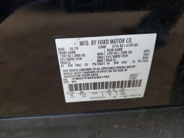 Photo 9 VIN: 1FM5K7F82KGB21785 - FORD EXPLORER L 