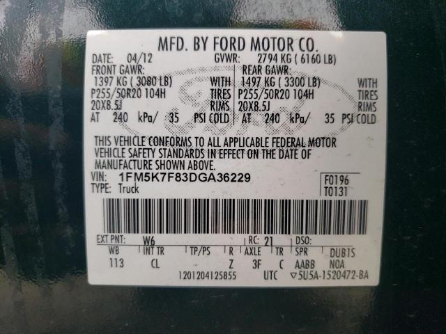 Photo 11 VIN: 1FM5K7F83DGA36229 - FORD EXPLORER 