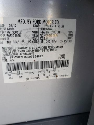 Photo 9 VIN: 1FM5K7F83DGB34872 - FORD EXPLORER L 