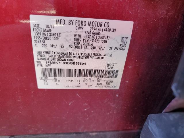 Photo 12 VIN: 1FM5K7F83DGB55804 - FORD EXPLORER L 