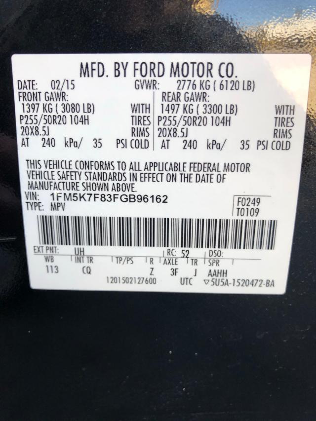 Photo 9 VIN: 1FM5K7F83FGB96162 - FORD EXPLORER L 