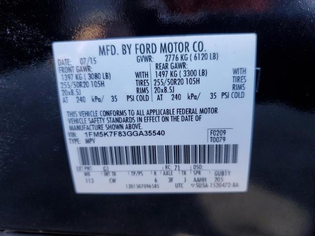 Photo 9 VIN: 1FM5K7F83GGA35540 - FORD EXPLORER L 