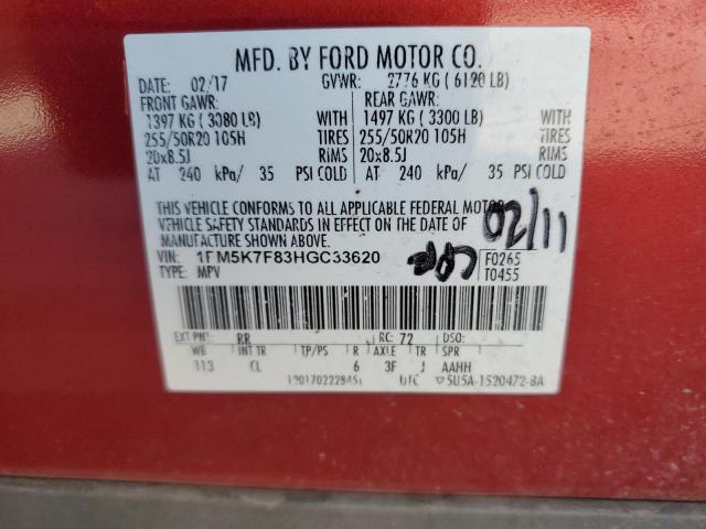 Photo 12 VIN: 1FM5K7F83HGC33620 - FORD EXPLORER L 