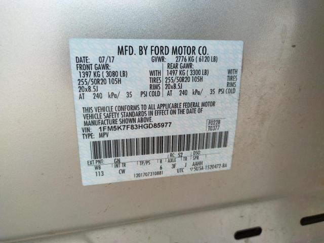 Photo 9 VIN: 1FM5K7F83HGD85977 - FORD EXPLORER L 