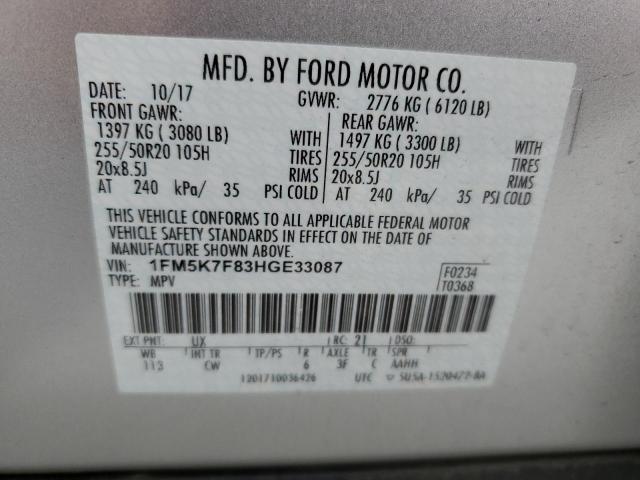 Photo 11 VIN: 1FM5K7F83HGE33087 - FORD EXPLORER 