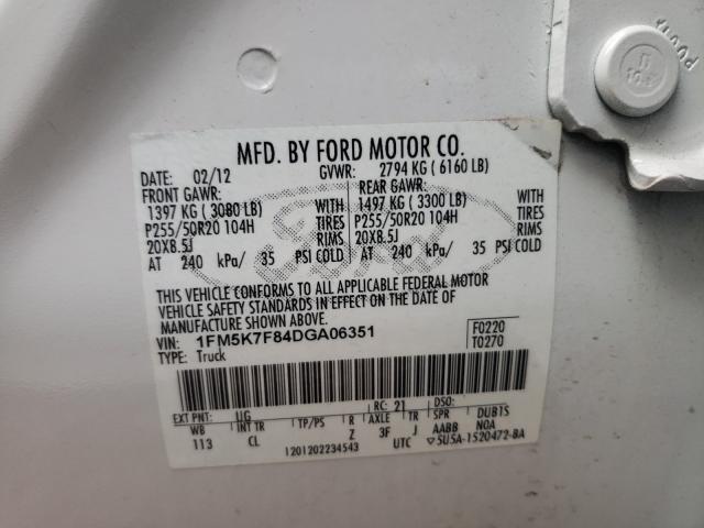 Photo 9 VIN: 1FM5K7F84DGA06351 - FORD EXPLORER L 