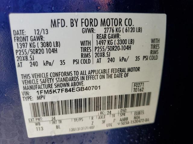 Photo 12 VIN: 1FM5K7F84EGB40701 - FORD EXPLORER L 