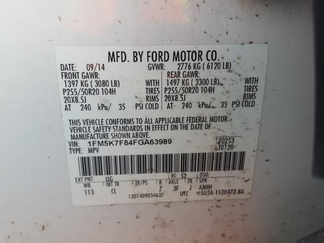 Photo 9 VIN: 1FM5K7F84FGA63989 - FORD EXPLORER L 