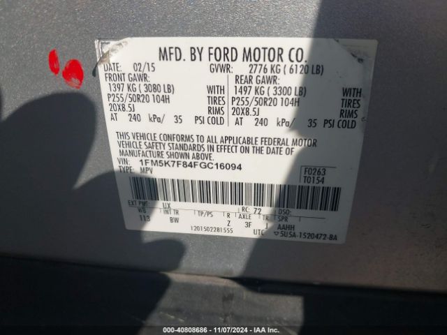 Photo 8 VIN: 1FM5K7F84FGC16094 - FORD EXPLORER 