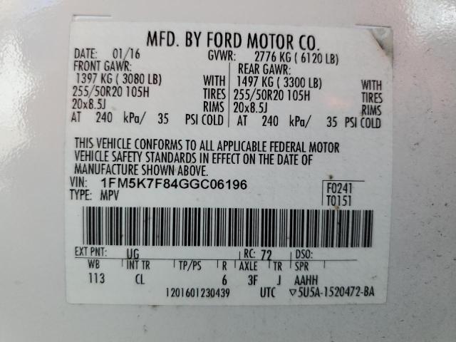 Photo 13 VIN: 1FM5K7F84GGC06196 - FORD EXPLORER L 