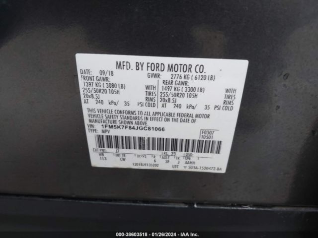 Photo 8 VIN: 1FM5K7F84JGC81066 - FORD EXPLORER 