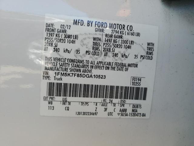 Photo 12 VIN: 1FM5K7F85DGA10523 - FORD EXPLORER 